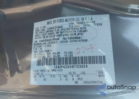 2004 Ford Mustang Gt из США, поврежденный, VIN 1FAFP42X44F152654